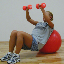 Dumbbells on Swiss Ball