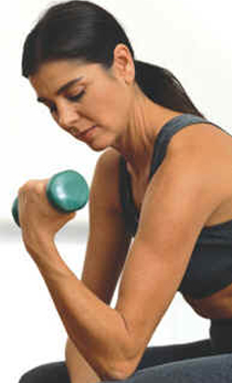 Woman weight training